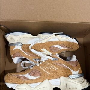 New Balance Tan and White Sneakers